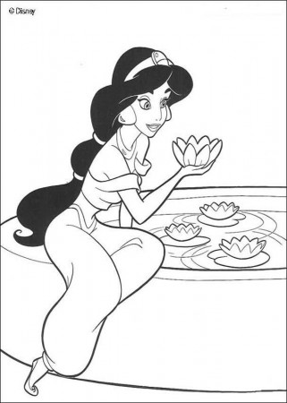 Aladdin coloring pages - Princess Jasmine with flowers