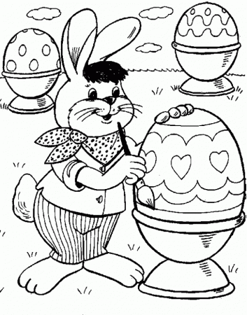 Printable Rabit Paint To Easter Coloring Pages - Holidays Coloring 