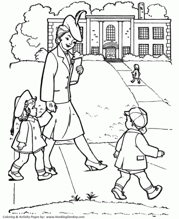 Grandparents Day Coloring Pages - Grandma walks us to school 
