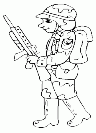 Soldier With Gun Coloring Page