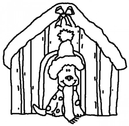 Dog In Christmas Housie Coloring Page - Christmas Coloring Pages 