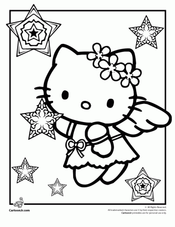 hello kitty christmas coloring pages snow angel