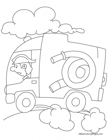 Fire engine in speed coloring pages | Download Free Fire engine in 
