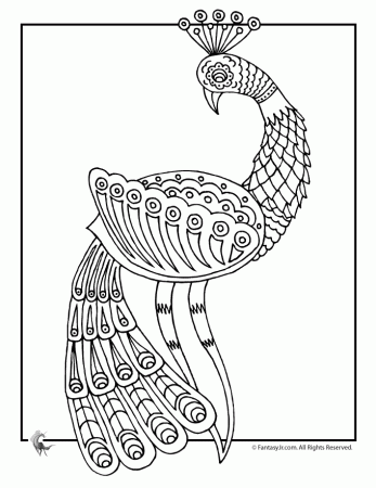 Fantasy Jr. | Fancy Peacock Coloring Page