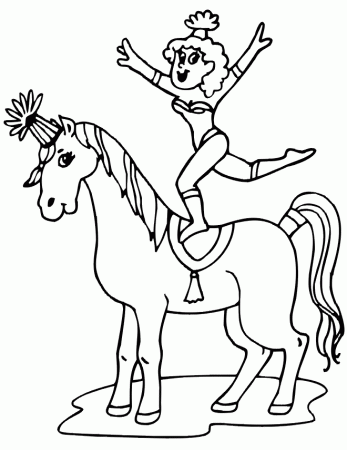 horse coloring page girl standing