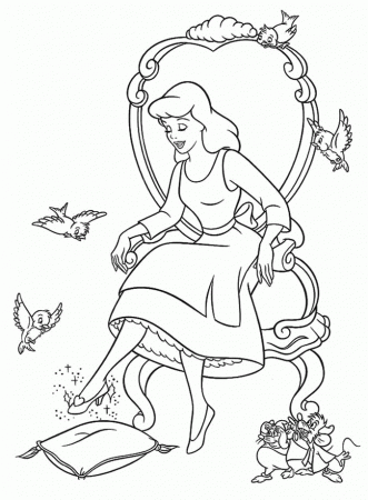 Princess Cinderella The Glass Slipper Coloring Page - Princess 