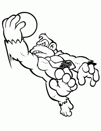 Donkey Kong With Ball Coloring Page