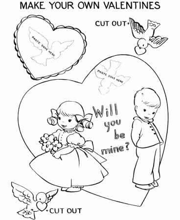 Valentine's Day Cards Coloring Pages - Valentine heart Cut-Out 