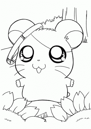 Cute Hamtaro with a Pencil Coloring Page | Kids Coloring Page