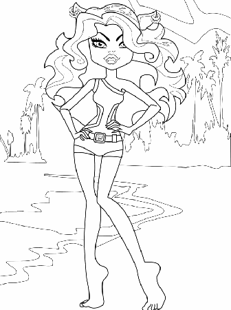 Clawdeen Wolf Photo At The Beach Coloring For Kids - Monster High 