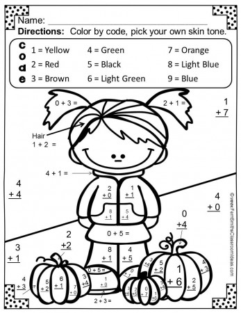 Addition Color By Number Coloring Page