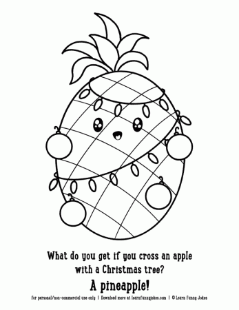 Christmas coloring pages for kids and adults - Pineapple — Learn Funny Jokes