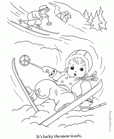 Winter skiing coloring picture for kid
