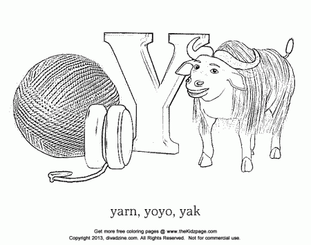 Letter Y Coloring ABC's - Free Coloring Pages for Kids - Printable ...