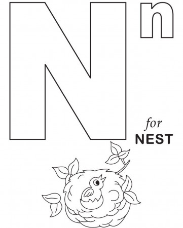 N Coloring Pages : Words Of Letter N Free Alphabet Coloring Pages ...
