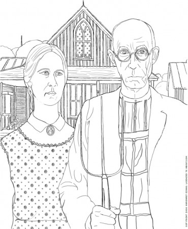 American Gothic Coloring Page