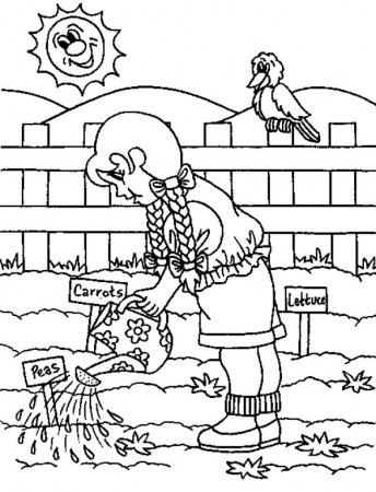 Gardening In The Morning Watering Plant Coloring Pages : Bulk Color