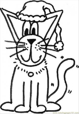 Coloring Pages Christmas Cat (Mammals > Cats) - free printable 
