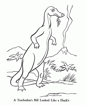 Dinosaur Coloring Pages | Printable Trachodon coloring page sheet 