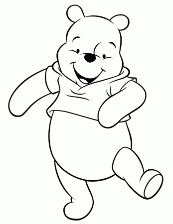 Cheerful Winnie The Pooh Bear Dancing Coloring Page | Free 