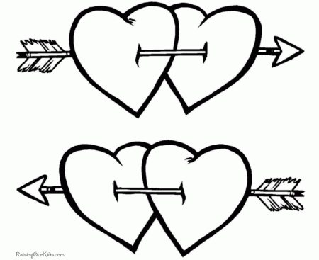 love heart with arrows Colouring Pages