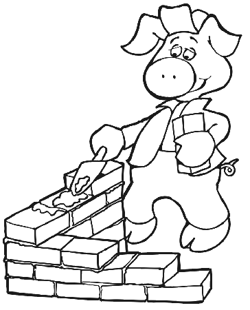 The Three Little Pigs Coloring Page | Building With Bricks