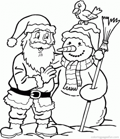 Santa Claus and a snowman - Christmas Coloring Pages