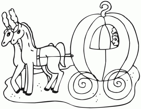 princess coloring page in pumpkin carriage