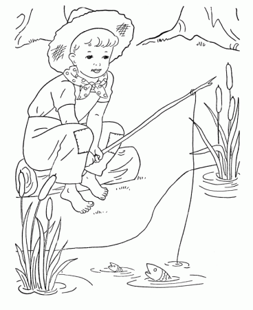 Boy fishing Coloring Pages Online | kids coloring pages 