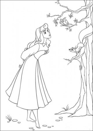 Aurora And The Animals Coloring Page | Kids Coloring Page