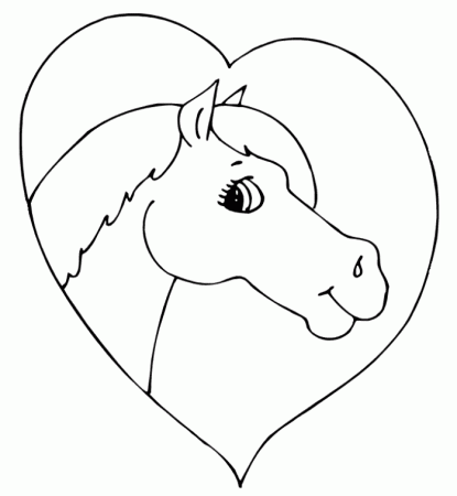 print horse heart preschool coloring page