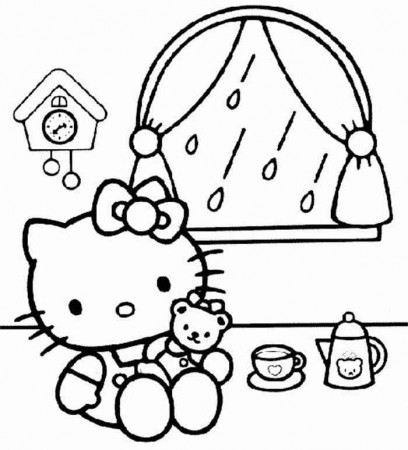 Tea Party Hello Kitty Coloring Pages fo Free | Coloring Pages For Kids