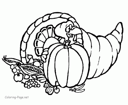 Thanksgiving Coloring Pages - Printable Horn of plenty