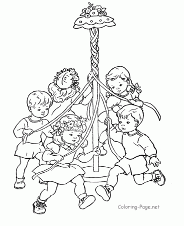 Spring coloring page - The May Pole | Coloring Pages