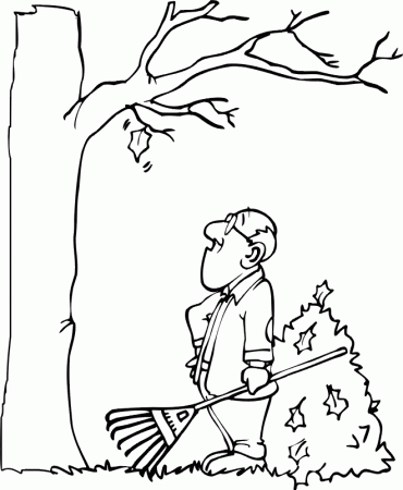 Raking leaves Colouring Pages (page 3)