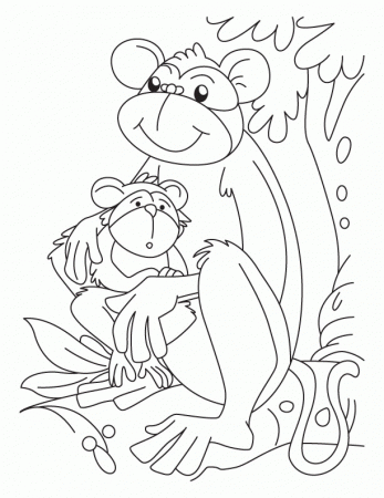 Monkey and Baby Monkey coloring page | Download Free Monkey and 