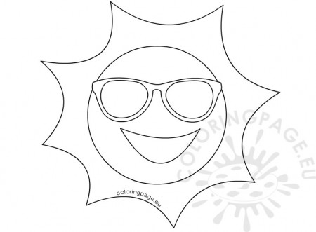Happy Sun With Sunglasses illustration – Coloring Page