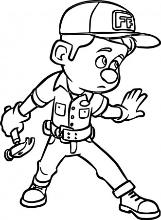 Fix It Felix With Hammer Coloring Page - Free Printable Coloring Pages for  Kids