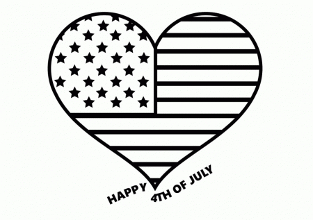 4th of JULY coloring pages - 4th of July Patriotic Heart