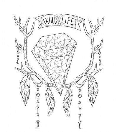 Adult coloring page Boho coloring page deer crystals | Adult ...