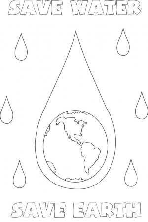 Save water save Earth coloring page for kids