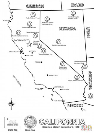 Map of California coloring page | Free Printable Coloring Pages