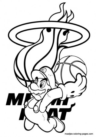 Mario In Miami Heat Coloring Pages Free Printable | Coloring pages ...