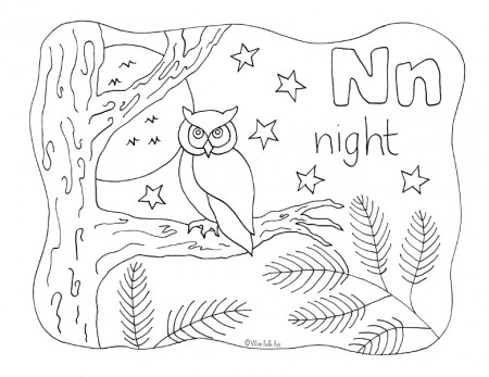 Nature Alphabet Coloring Page Letter N - Homeschool Companion
