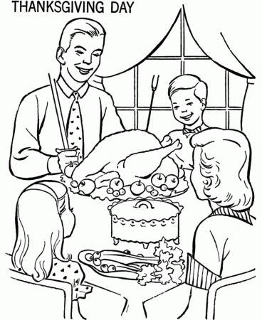 Thanksgiving Dinner Coloring Page Sheets - Family at Thanksgiving ...