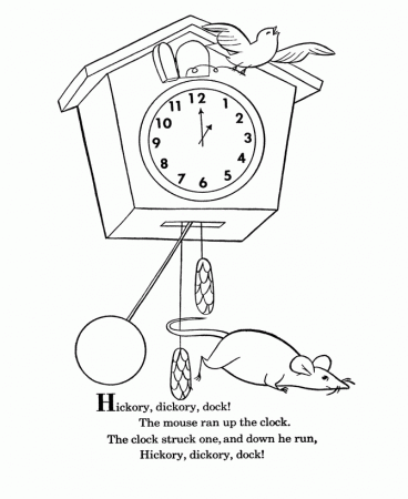 Hickory Dickory Dock Coloring Page