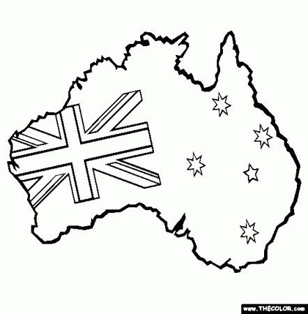 Australian Map and Flag Coloring Page