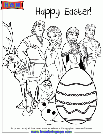 All Frozen Characters Say Happy Easter Coloring Page | Free 