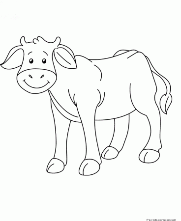 Printable farm animal Baby cow Coloring page for kids - Free 