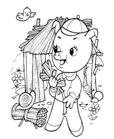 Bluebonkers : 3 Pigs Coloring Sheets - One of the Three Pigs 